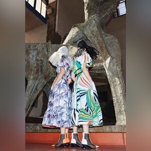 Emilio Pucci tropical bamboo print dress from the Resort 2017 collection